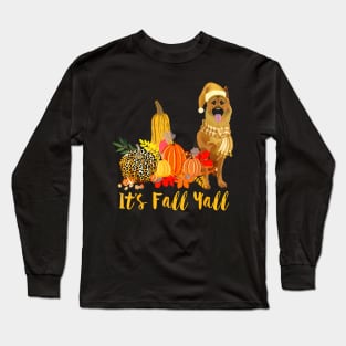 Its Fall Yall German Shepherd Dog Leopard Pumpkin Falling Long Sleeve T-Shirt